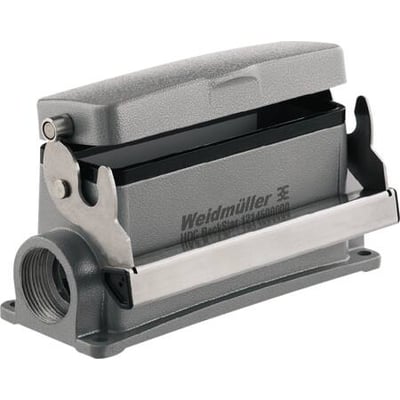 Weidmüller HDC industristik sokkelhus i størrelse 8, grå, med låg og bøjle, klar til 2xPG21.