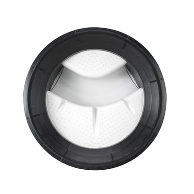 Overside af Uponor TP1-brønd med 315 mm gennemløb og 1000 mm opføring, viser den indvendige 90° venstre bøjning.