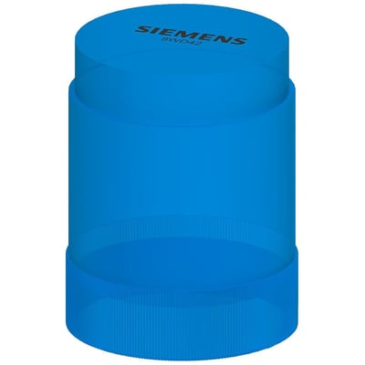 Siemens 8WD4 signallampe i blå, 50 mm diameter, med integreret LED lyskilde og synligt Siemens logo.