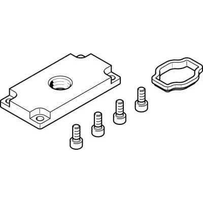 Festo trykforsyningsplade VABF-P5-P3A3-G38 i aluminium med NBR O-ring, inklusiv tre skruer og en tætningsring.