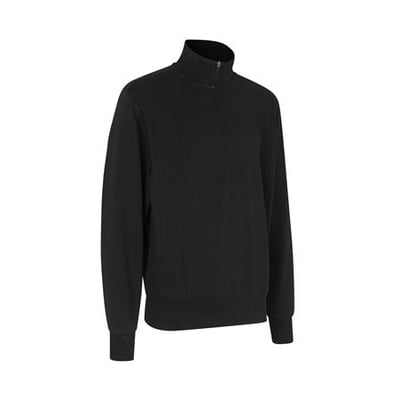 ID Identity sweatshirt i sort str. S med høj krave og lynlås i halsen, lavet i kraftig kvalitet med ubørstet inderside.