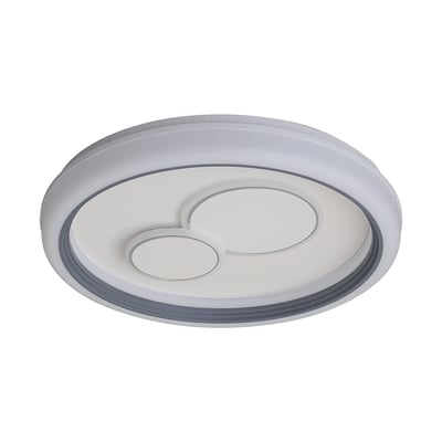 Hvid og grå V-TAC LED-loftslampe med rund form, to cirkulære lysfelter, dæmpning og 3-i-1 CCT.