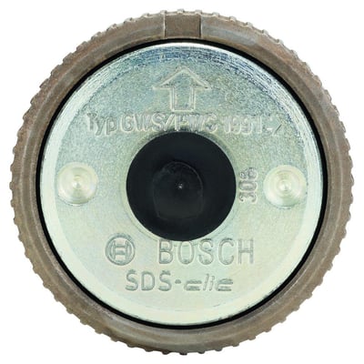 Oversigt af Bosch SDS-clic M14 spændemøtrik, der viser Bosch logo, SDS-clic mærkning og monteringsdetaljer for vinkelsliber.