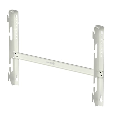 Vægbeslag til Wallflex el-radiator, lavet af hvidt metal med justerbare arme og kabelophæng.