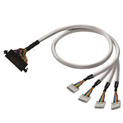 Weidmüller PLC-wire til digitale signaler, 10-polet LiYY-kabel med grå kappe, flerfarvede ledere og stik.