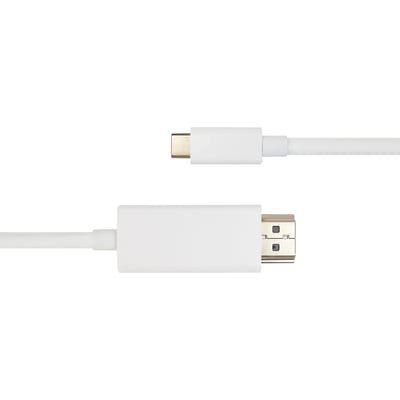 Hvidt Deltaco USB-C til HDMI-kabel på 1 meter med forgyldte stik til 4K UHD.