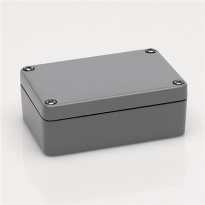 Bernstein CA-380 montagekasse i sølvgrå aluminium, 330x230x110mm, med synlige skruer i låget og IP66/IP67 godkendelse.