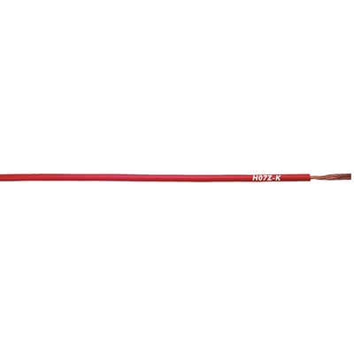 Lapp monteringsledning H07Z-K i rød med 1x16 mm² kobberleder og halogenfri isolering, vist på hvid baggrund.