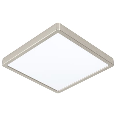 EGLO Fueva-Z loftlampe i grå aluminium med hvid diffusor, 285x285 mm, IP44 klassificeret.