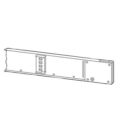 Siemens 2 meter skinneelement til 40A, med afgang hver 1,0 meter, vist i en teknisk tegning med monteringspunkter og terminaler.