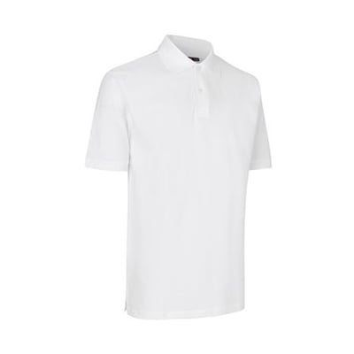 ID Identity poloshirt 'yes' i hvid, størrelse S, fremstillet i piquékvalitet med tone i tone-knapper.