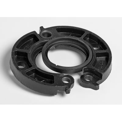 Sort Victaulic Style 741 flangeadapter til overgang fra OGS-rille til DN-flange, 139,7 mm og med 8 huller.
