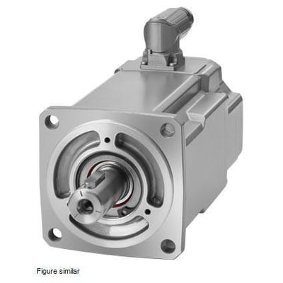 Siemens Simotics S-1FK2 HD Servo motor i sølvfarvet metal med cylindrisk aksel og drejelig stikforbindelse på toppen.