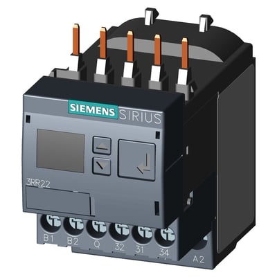 Siemens overvågningsrelæ 3RR22, Sirius serien, med digital display og justeringsknapper, til 24 VUC.