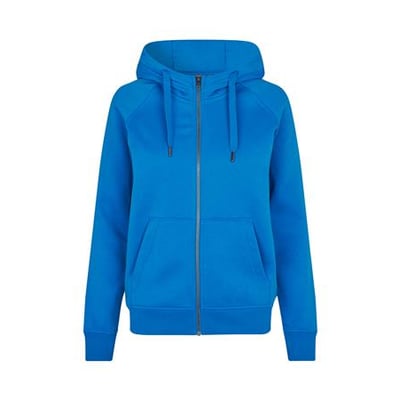 ID Identity hættecardigan til damer i azurblå, str. 3XL, med lynlås, kængurulomme og justerbar hætte.