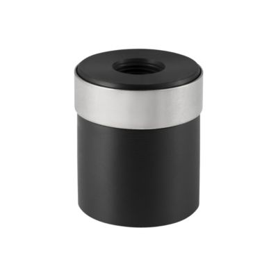 Geberit PEH overgangsstykke i sort PEH materiale med en 50 mm muffe og et ½" indvendigt gevind, vist på hvid baggrund.