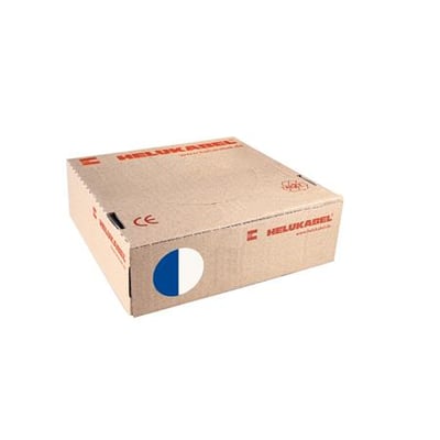 Helukabel H07Z-K R100 ledning 1x2,5 mm² i mørkeblå/hvid i lukket papkasse med CE-mærke.