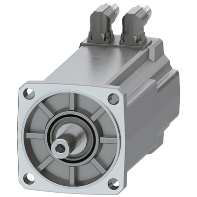 Siemens SIMOTICS S-1FK2 HD servomotor med 5 Nm moment og IP64 beskyttelse, vist med drejelige stik og cylindrisk aksel.