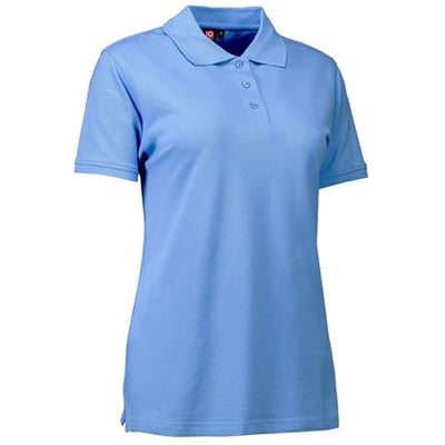 ID Identity klassisk lys blå dame polo shirt i str. M, fremstillet i piquékvalitet med stretch og tre tone i tone knapper.