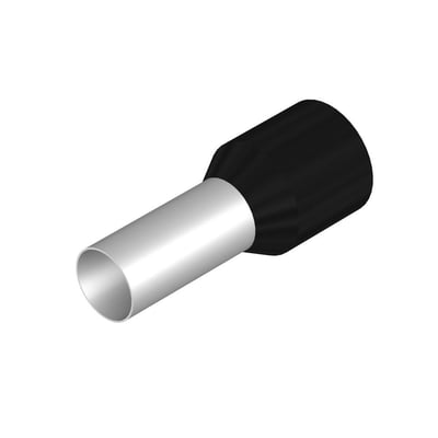 Weidmüller terminalrør i sort med en konisk kabelindgang af polypropylen, egnet til 25mm² ledere.