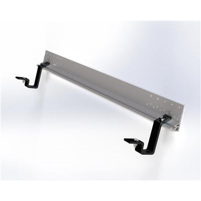 Jual tagkrog base på 1100 mm med to sorte kroge monteret på aluminiumsbase.