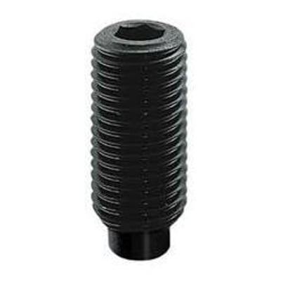 Unbrako M6X30 pinolskrue MSL med indvendig 6-kant og tap i sort metal, vist med en ensfarvet baggrund.