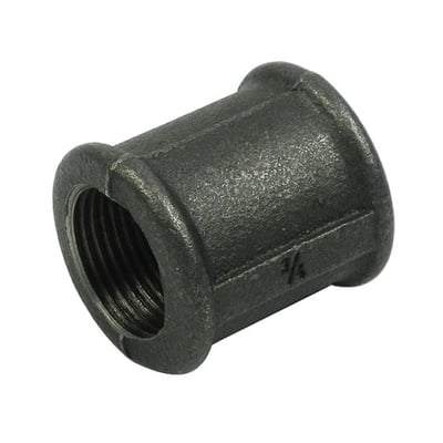 Unico muffe fitting 1 1/4" sort, fremstillet af sort jern med indvendige cylindriske gevind.