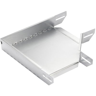 Stago 90° hjørne til kabelbakker i el-forzinket stål, 500 mm bred og 60 mm høj, med monteringsklapper og tættede samlinger.