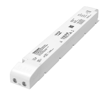 Tridonic LED driver LC 200W 24V DALI-2 one4all NF SC EXC2 SP med tydelig mærkning, monteringsdetaljer og tilslutningsmuligheder.