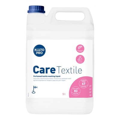 Kiilto Pro Care Textile flydende vaskemiddel 5 liter med blå låg, egnet til sarte og farvede tekstiler.