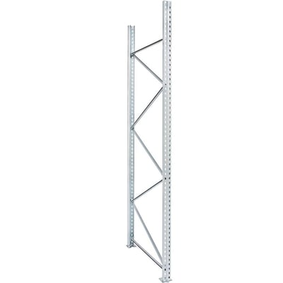 Bito Lagerteknik gavl til pallereol i galvaniseret stål, 3500x1100 mm, med synlige stolper, afstivninger og monteringshuller.