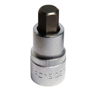 Ironside unbrako-top på 7 mm og 55 mm med matforkromet sølvfarvet krop og mørk sekskantprofil.