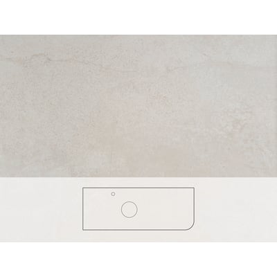 Svedbergs Poem Soft Jura bordplade til venstremontering med lys, stenlignende overflade og konturtegning af udskæringer.