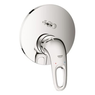 GROHE Eurostyle krom forplade med 1-grebs betjening til kar/brus med 46mm keramisk patron og blank overflade.
