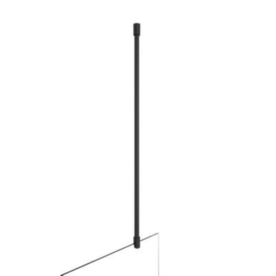 Vetro bruseforhængstang/loftstiver på 1000 mm i mat sort, vist monteret lodret på et glaspanel med 19 mm diameter.