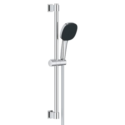 Grohe Vitalio Comfort 110 brusestangsæt i krom med 600 mm brusestang og oval håndbruser med to sprayfunktioner.