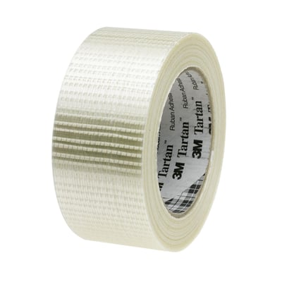 3M Tartan filament tape 8954, 50 mm x 50 meter, glasfiberforstærket og krydsarmeret.