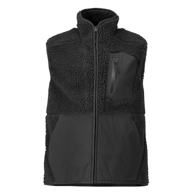 Mascot fiberpelsvest 22465 i sort til herrer i størrelse 2XL, vist med lynlås og en brystlomme.