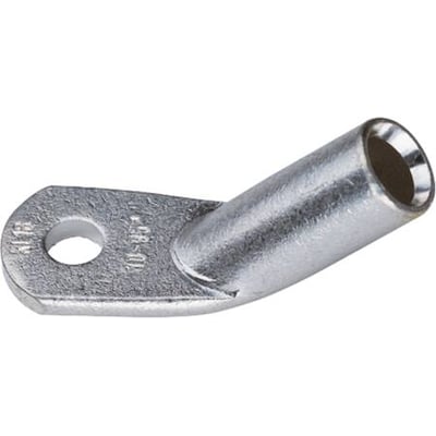 Klauke vinkelkabelsko med 45 graders vinkel, 35mm² til M8 boltstørrelse og inspektionshul, fremstillet af fortinnet kobber.