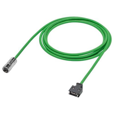 Siemens signalkabel til inkremental encoder, 3 meter lang, med grøn isolering og M12 stik i den ene ende.