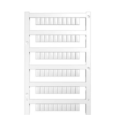 Weidmüller MF Multicard klemmemærker i blank hvid, leveres uden tryk på en plastramme, klar til printsystemer.