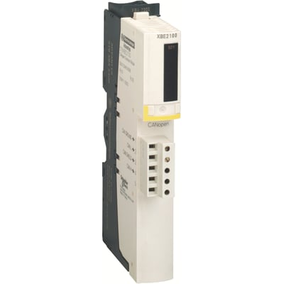 Schneider Electric STB KIT CANopen break-out modul, model XBE2100, vist med tilslutninger og statusindikator.