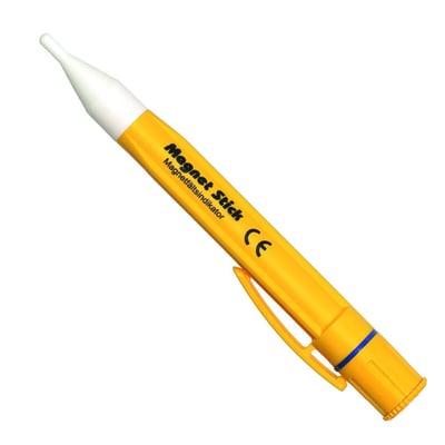 Magnetstick MT702 med hvid spids og gul krop, tydeligt mærket 'Magnet Stick' og CE-logo.