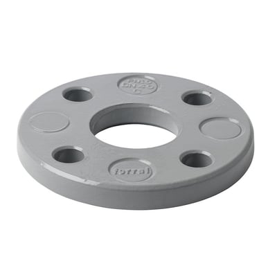 Grå løsflange i aluminium, DN80/84 PN10 DIN 2642, med otte boltehuller og mærket med 'ferral'.