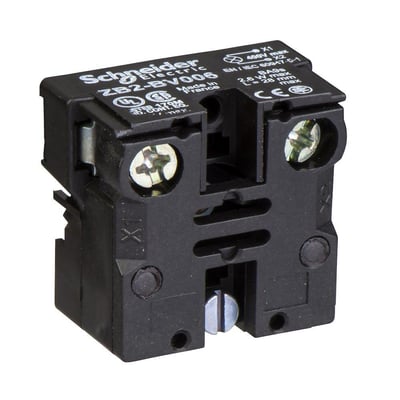 Schneider Electric Harmony XB2 lampekrop til BA9s lyskilder, set forfra med skrueterminaler og mærkning tydeligt synlig.