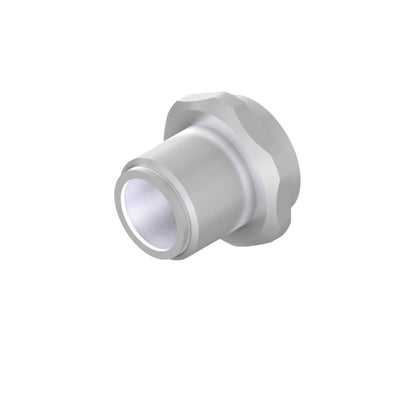 Weidmüller M12-hus til rundstik i CuZn, vist skråt forfra med cylindrisk åbning og sekskantet krave.