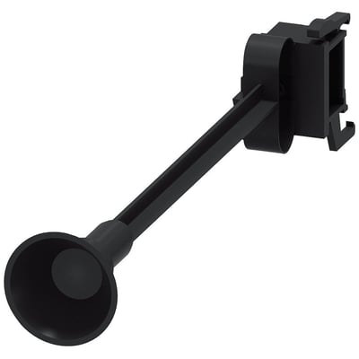 Siemens mekanisk nulstilling til 3RU2 relæer i størrelse S00-S3, vist i sort plast på hvid baggrund.