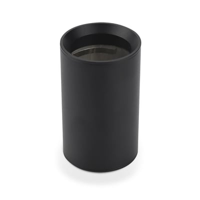 Sort V-TAC GU10 påbygningslampe i aluminium med en bredde på 100 mm på hvid baggrund.