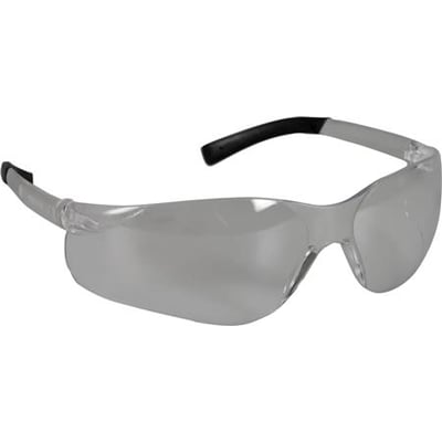 Set fra siden, OX-ON Comfort sikkerhedsbrille med klare, ridsefaste linser og 180 graders synsfelt, ideel til krævende miljøer.