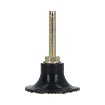 Nortons hårde Speedlok-bagplade til Quick-Change-rondeller på 50 x 6 mm med sort skive og metalstift, vist opretstående.